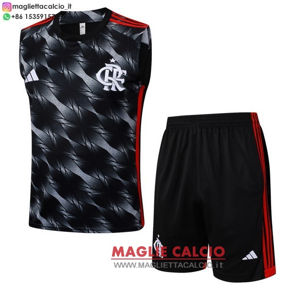 nuova senza maniche formazione divisione magliette set completo flamengo 2025-2026 grigio nero