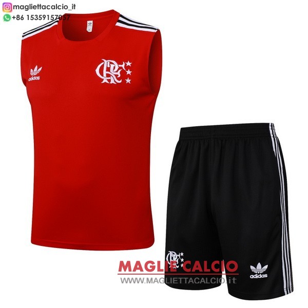nuova senza maniche formazione divisione magliette set completo flamengo 2025-2026 rosso ii nero