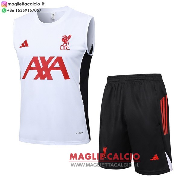 nuova formazione senza maniche magliette set completo liverpool 2025-2026 bianco rosso nero