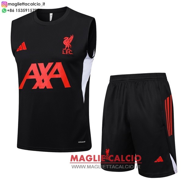 nuova formazione senza maniche magliette set completo liverpool 2025-2026 nero rosso