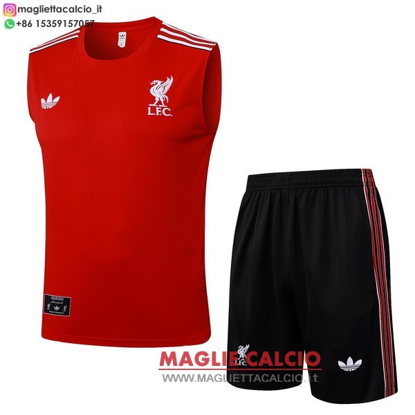 nuova formazione senza maniche magliette set completo liverpool 2025-2026 rosso I nero