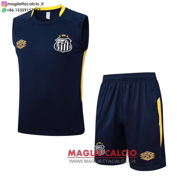 nuova formazione senza maniche divisione magliette set completo Santos 2025-2026 blu