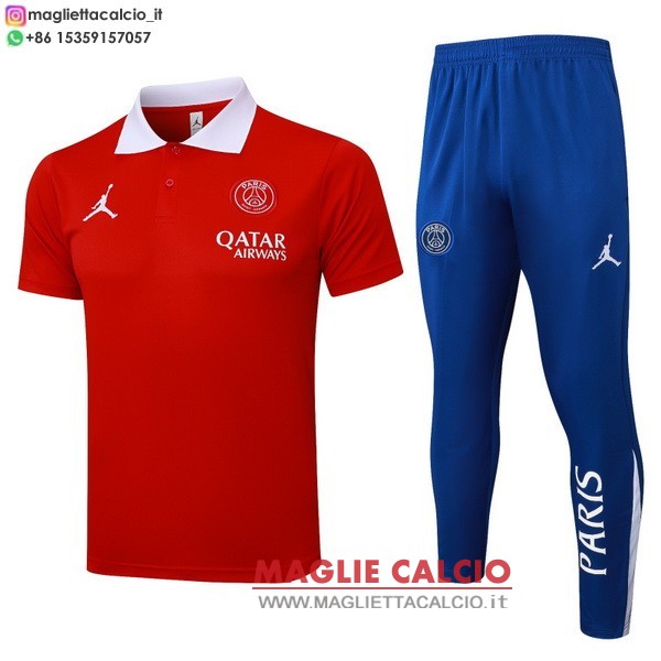polo set completo maglia paris saint germain 2025-2026 rosso blu