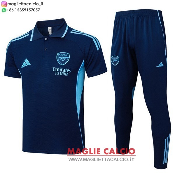 polo set completo maglia arsenal 2025-2026 blu navy