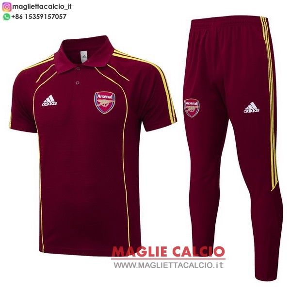 polo set completo maglia arsenal 2025-2026 borgogna rosso