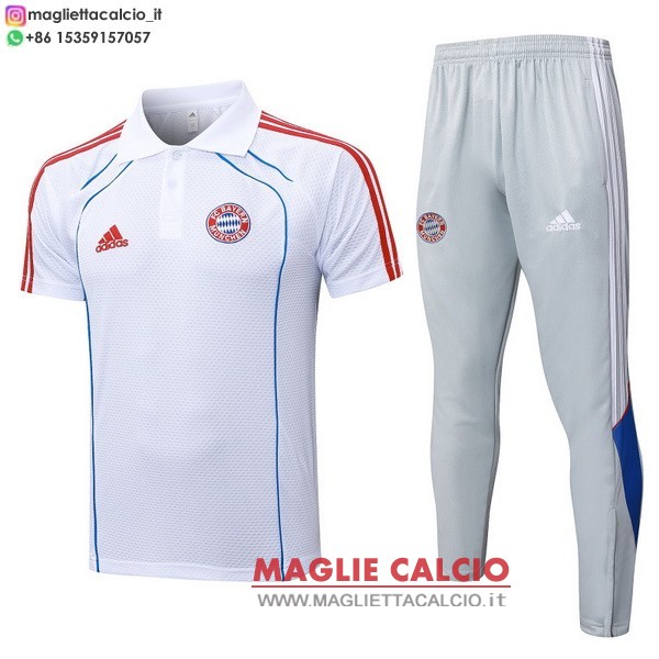 polo set completo maglia bayern monaco 2025-2026 bianco blu grigio