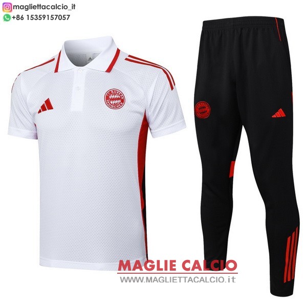 polo set completo maglia bayern monaco 2025-2026 bianco rosso nero