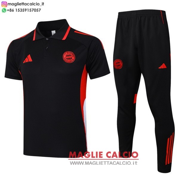 polo set completo maglia bayern monaco 2025-2026 nero rosso