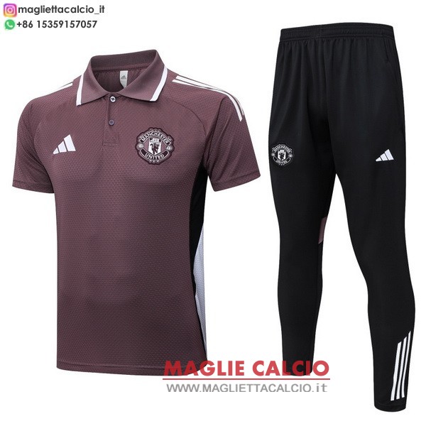 polo set completo maglia manchester united 2025-2026 purpureo nero