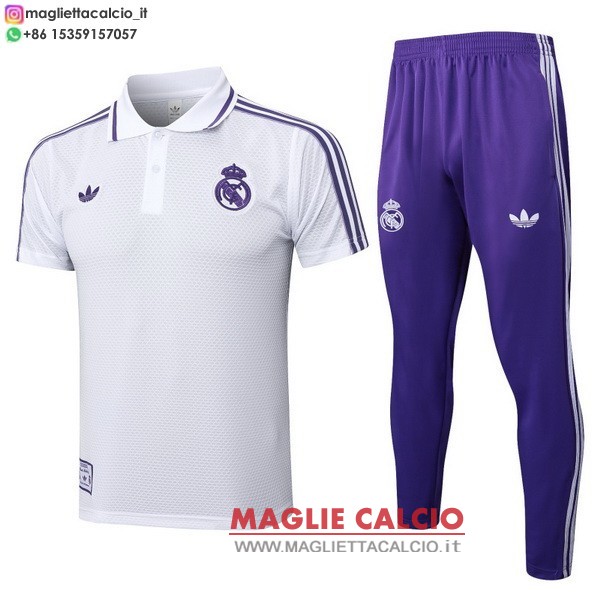 polo set completo maglia real madrid 2025-2026 bianco purpureo