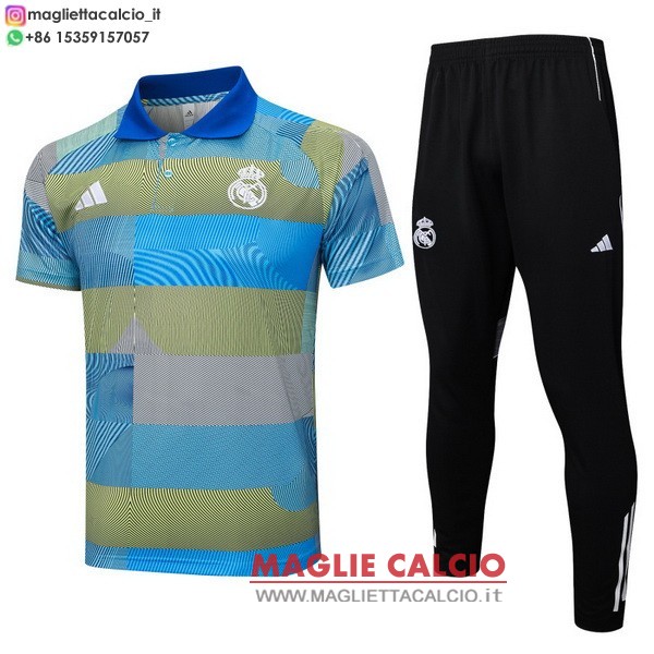 polo set completo maglia real madrid 2025-2026 blu giallo nero