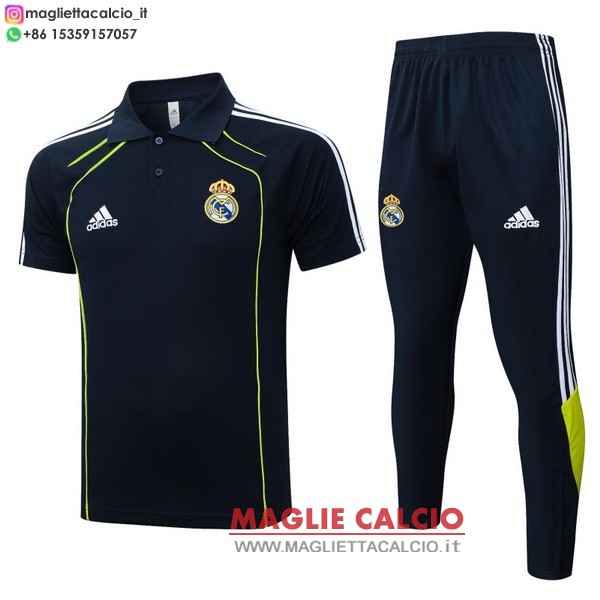 polo set completo maglia real madrid 2025-2026 blu navy I verde