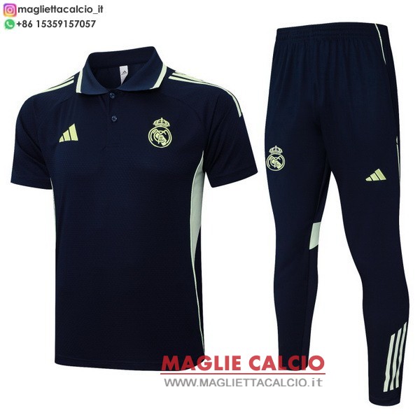 polo set completo maglia real madrid 2025-2026 blu navy verde