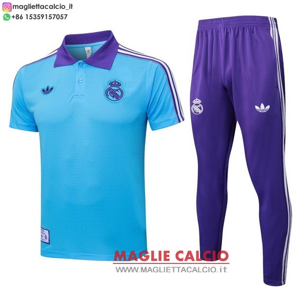 polo set completo maglia real madrid 2025-2026 blu purpureo