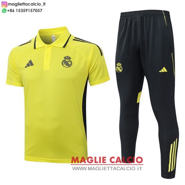 polo set completo maglia real madrid 2025-2026 giallo nero
