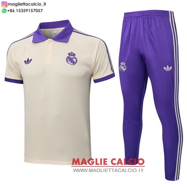 polo set completo maglia real madrid 2025-2026 giallo purpureo