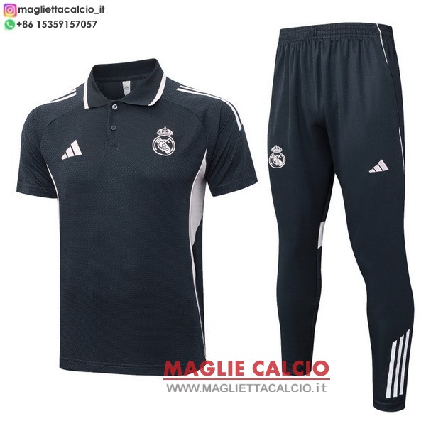 polo set completo maglia real madrid 2025-2026 grigio navy rosa