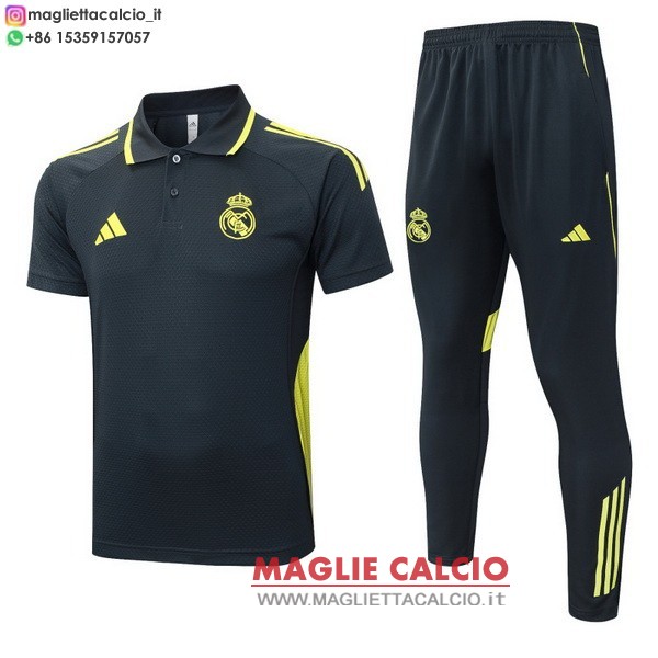 polo set completo maglia real madrid 2025-2026 grigio navy verde