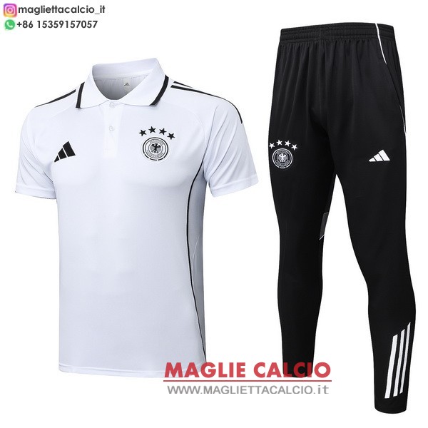 polo set completo maglia germania 2025 bianco nero