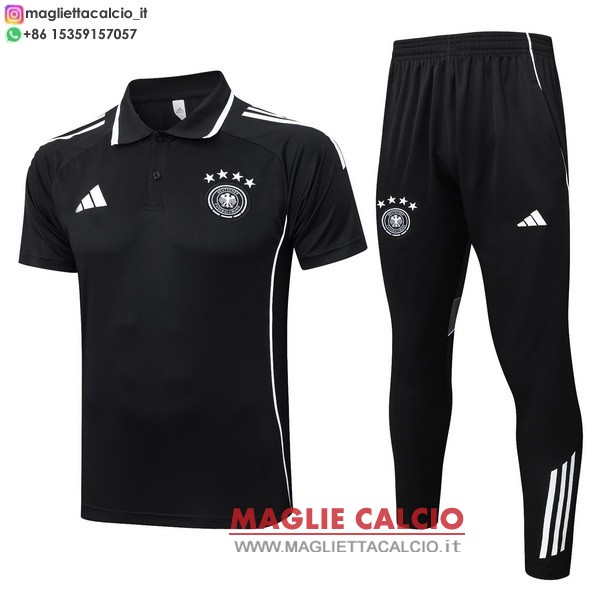 polo set completo maglia germania 2025 nero