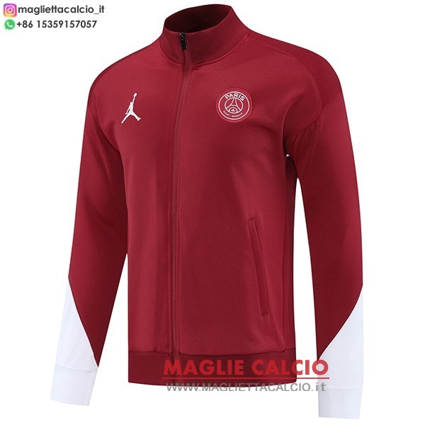 nuova paris saint germain rosso bianco giacca lunga zip 2025-2026