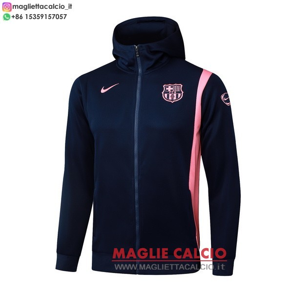 nuova barcelona blu navy rosa giacca felpa cappuccio 2025-2026