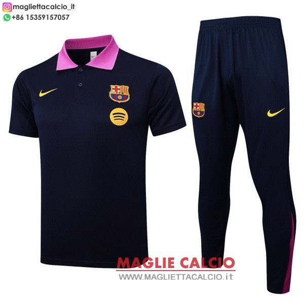 polo set completo maglia barcelona 2025-2026 blu navy purpureo