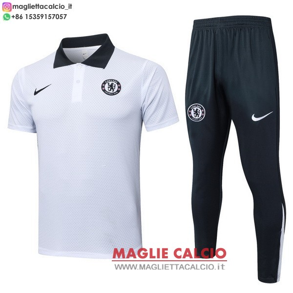 polo set completo maglia chelsea 2025-2026 bianco nero