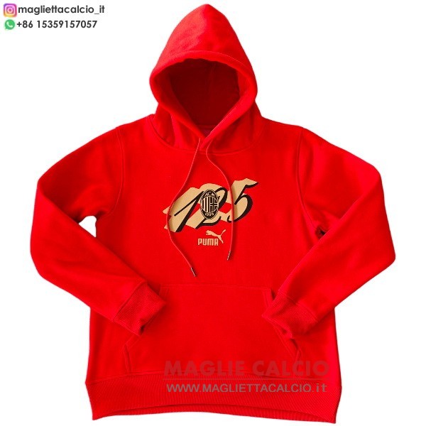 ac milan rosso giallo nuova giacca felpa cappuccio 2025-2026