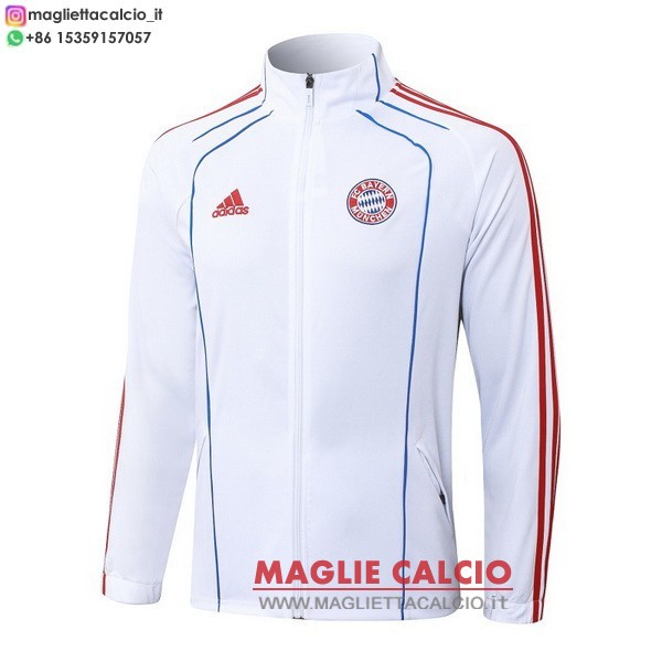 nuova bayern monaco bianco rosso blu giacca lunga zip 2025-2026