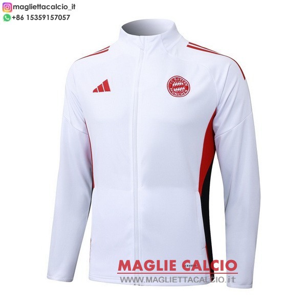 nuova bayern monaco bianco rosso nero giacca lunga zip 2025-2026