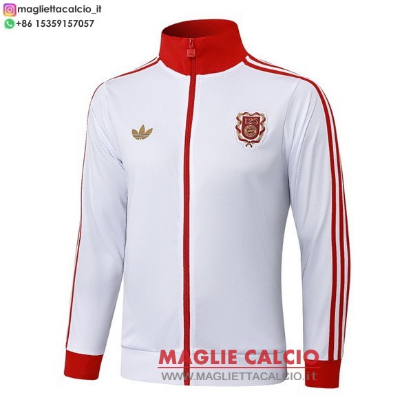 nuova bayern monaco bianco rosso giacca lunga zip 2025-2026