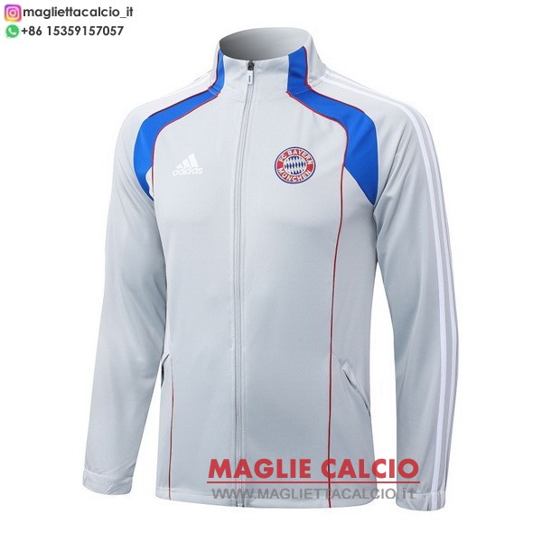 nuova bayern monaco grigio blu rosso giacca lunga zip 2025-2026