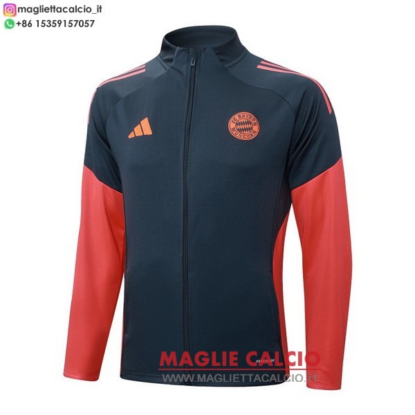nuova bayern monaco grigio navy rosso giacca lunga zip 2025-2026