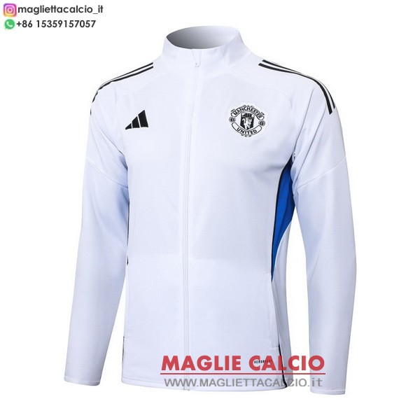 manchester united bianco blu giacca lunga zip 2025-2026