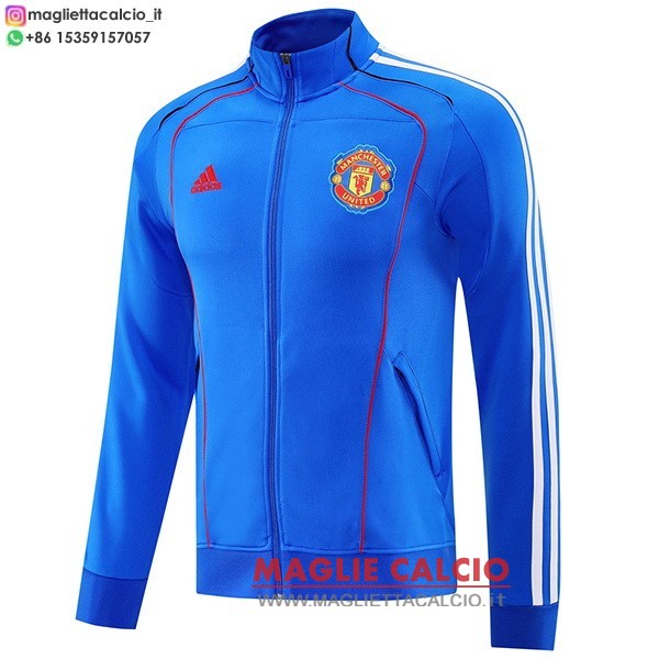 manchester united blu giacca lunga zip 2025-2026