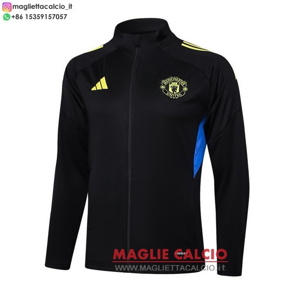 manchester united nero giallo blu giacca lunga zip 2025-2026