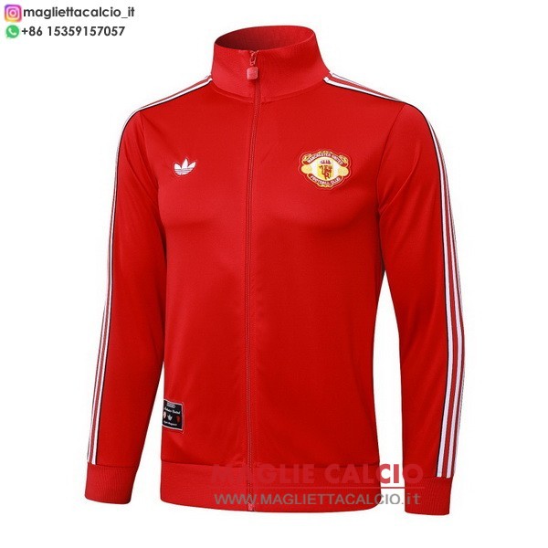 manchester united rosso giallo giacca lunga zip 2025-2026