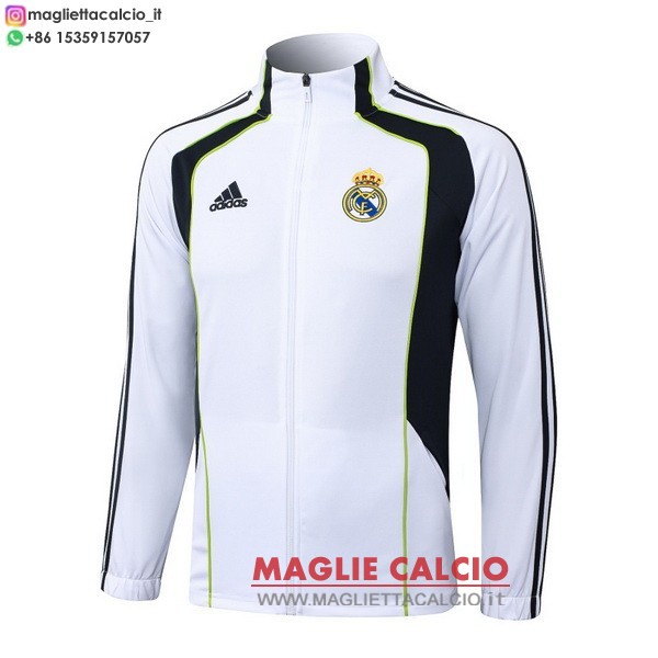 nuova real madrid bianco nero verde giacca lunga zip 2025-2026