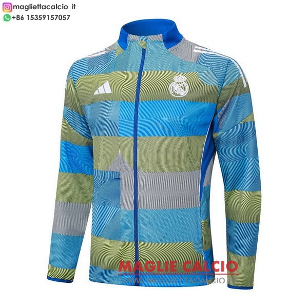 nuova real madrid blu giallo giacca lunga zip 2025-2026
