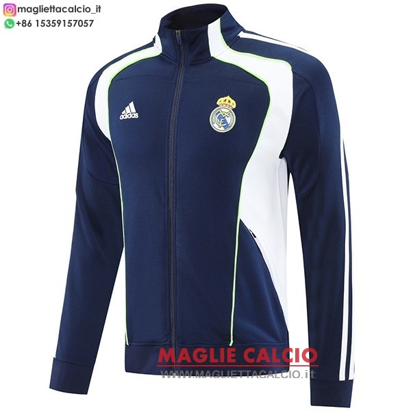nuova real madrid blu navy bianco giacca lunga zip 2025-2026