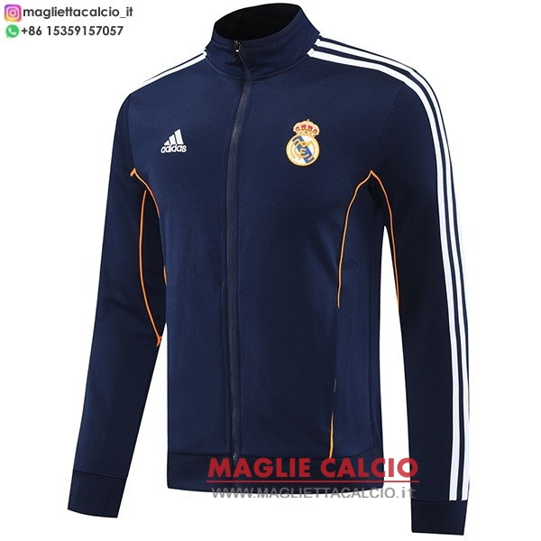 nuova real madrid blu navy giacca lunga zip 2025-2026