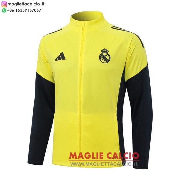 nuova real madrid giallo nero giacca lunga zip 2025-2026