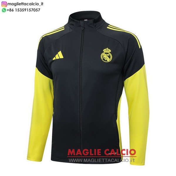 nuova real madrid grigio giallo giacca lunga zip 2025-2026