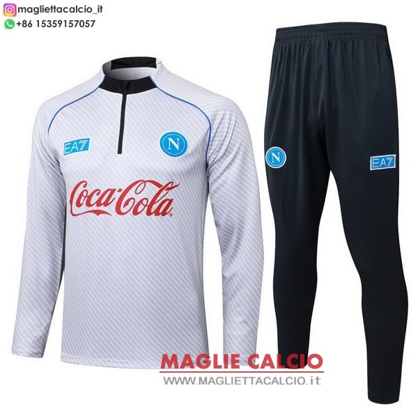 nuova napoli insieme completo bianco nero bambino felpa da allenamento 2025-2026