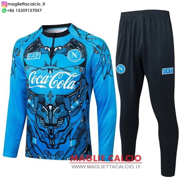 nuova napoli insieme completo blu nero bambino felpa da allenamento 2025-2026