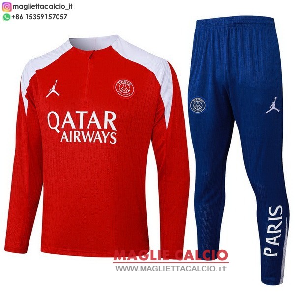 felpa da allenamento bambino set completo psg 2025-2026 rosso bianco blu