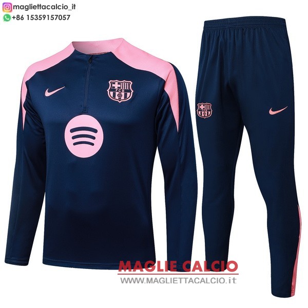 felpa da allenamento bambino set completo barcelona 25/26 blu navy rosa