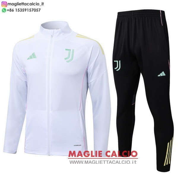 nuova juventus insieme completo bianco I nero bambino giacca lunga zip 2025-2026