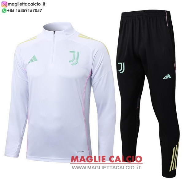 nuova juventus insieme completo bianco rosa nero bambino felpa da allenamento 2025-2026